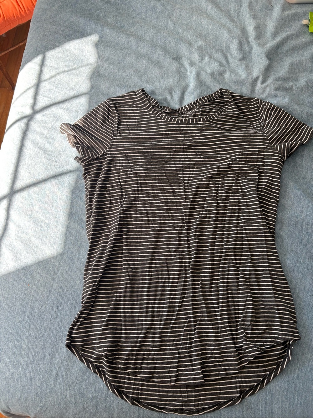 lululemon athletica Black & White Striped Short Sleeve Tee